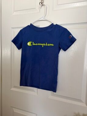 Champion Boys' Royal Blue Tee with Neon Yellow Logo